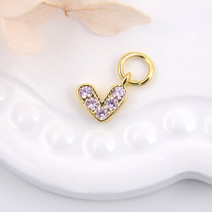 1 Piece Copper Zircon Heart Shape