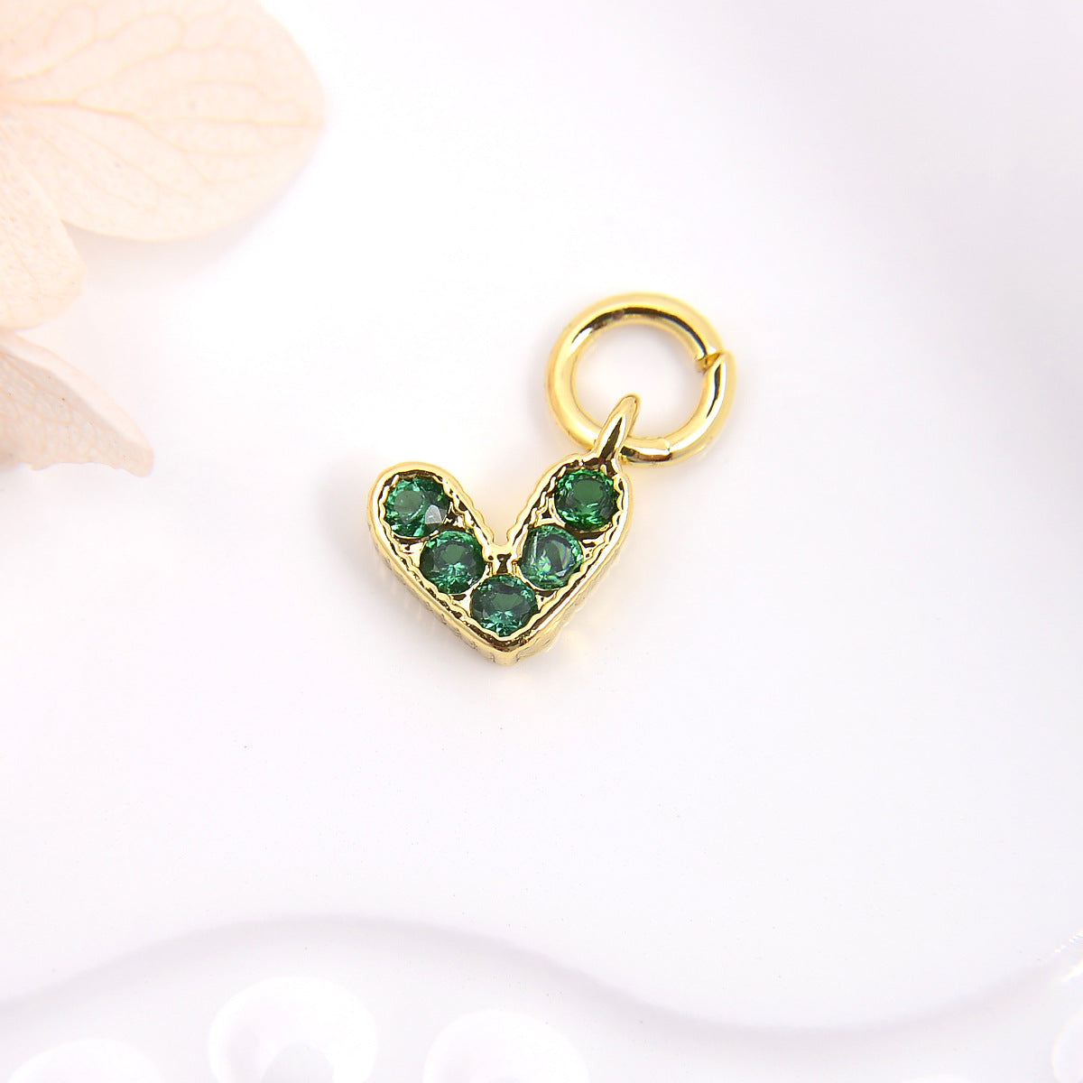 1 Piece Copper Zircon Heart Shape