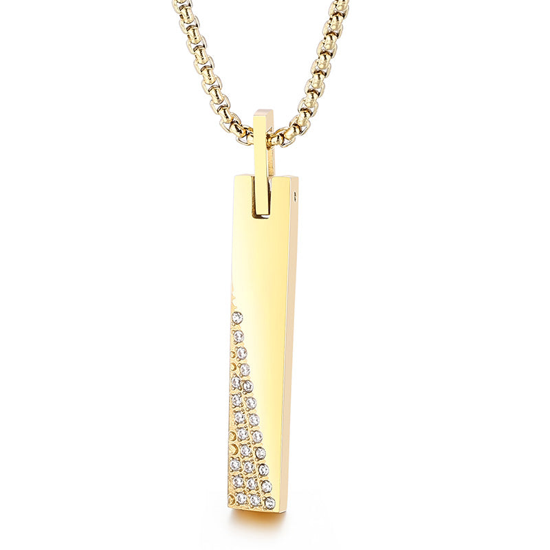 Fashion Geometric Titanium Steel Inlay Artificial Diamond Pendant Necklace 1 Piece