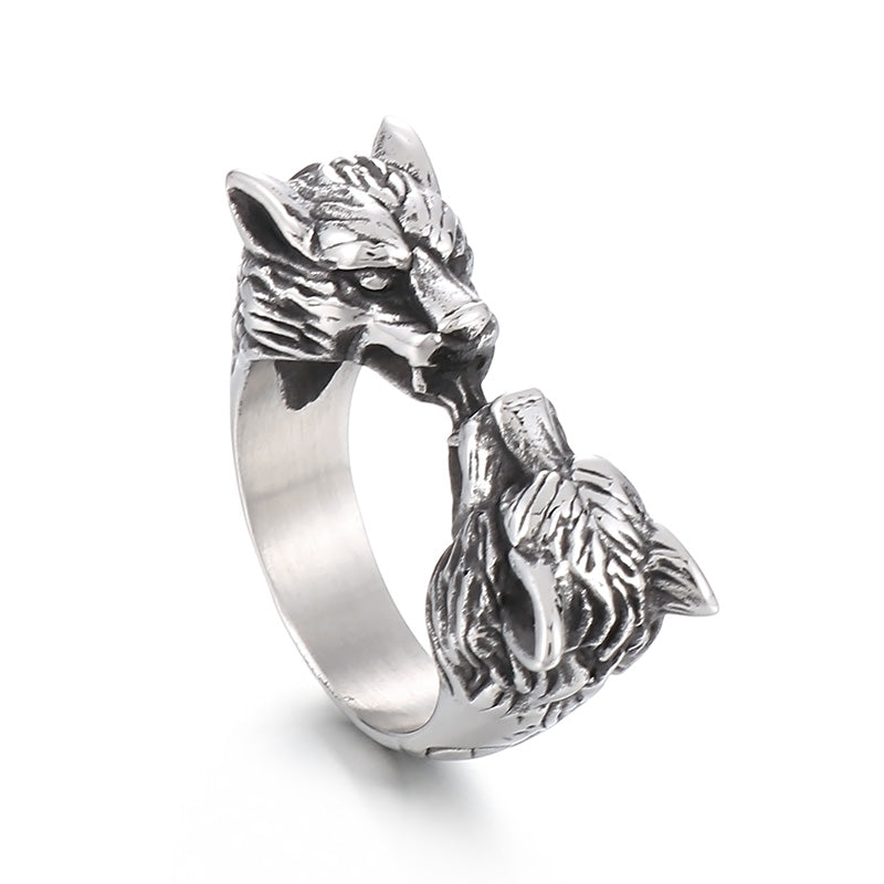 Retro Wolf Stainless Steel Plating Rings 1 Piece