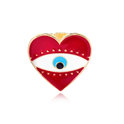 1 Piece Cute Heart Shape Eye Alloy Enamel Women's Open Ring