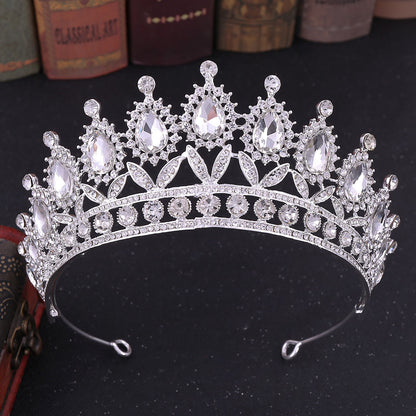 Baroque Style Crown Alloy Inlay Crystal Rhinestones Crown 1 Piece