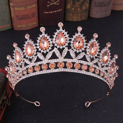 Baroque Style Crown Alloy Inlay Crystal Rhinestones Crown 1 Piece