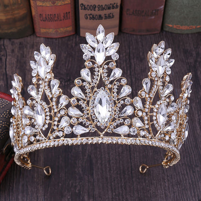 Retro Crown Alloy Inlay Crystal Rhinestones Crown 1 Piece