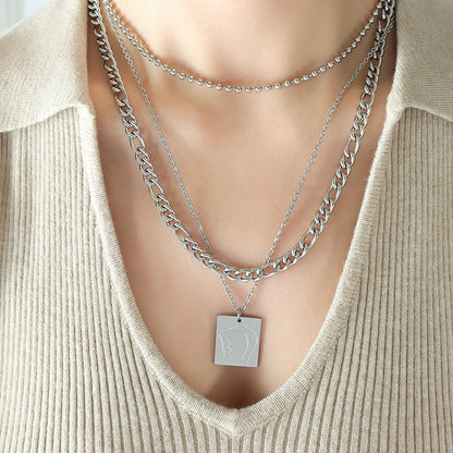 Retro Square Titanium Steel Plating Necklace