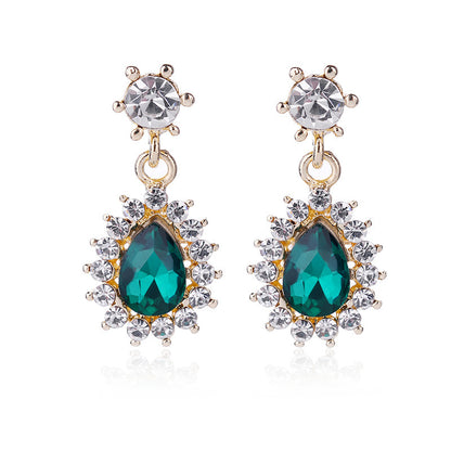 1 Pair Lady Flower Alloy Inlay Artificial Gemstones Women's Drop Earrings