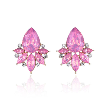 1 Pair Glam Water Droplets Inlay Alloy Artificial Crystal Drop Earrings