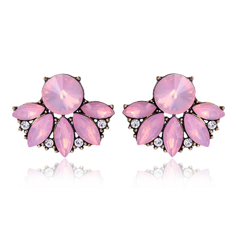 Luxurious Water Droplets Alloy Inlay Crystal Women's Ear Studs