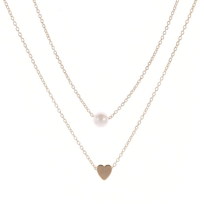 1 Piece Fashion Heart Shape Alloy Inlay Pearl Gold Plated Silver Plated Valentine's Day Women's Layered Necklaces