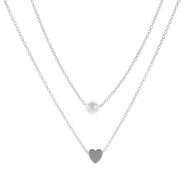 1 Piece Fashion Heart Shape Alloy Inlay Pearl Gold Plated Silver Plated Valentine's Day Women's Layered Necklaces