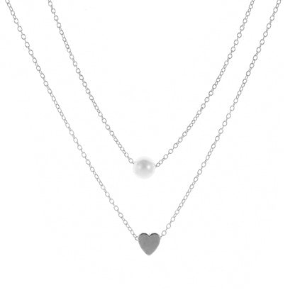 1 Piece Fashion Heart Shape Alloy Inlay Pearl Gold Plated Silver Plated Valentine's Day Women's Layered Necklaces