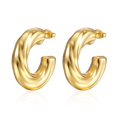 1 Pair Fashion Solid Color Plating 304 Stainless Steel 18K Gold Plated Earrings