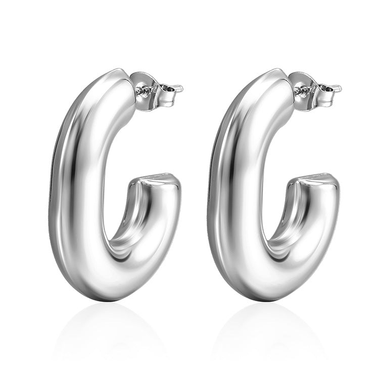 1 Pair Fashion C Shape Plating Stainless Steel Ear Studs