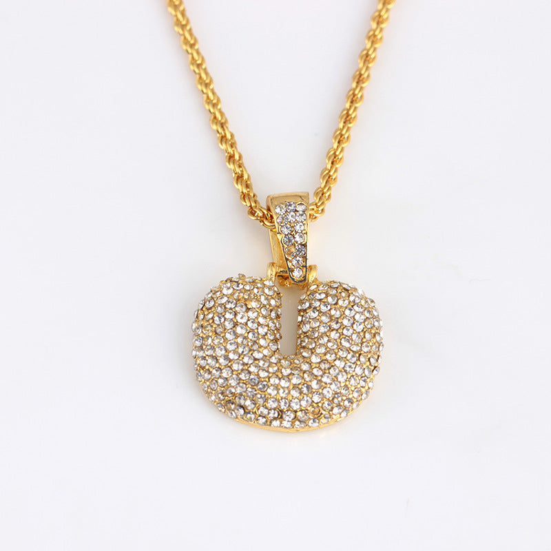 1 Piece Fashion Letter Alloy Inlay Rhinestones Unisex Necklace