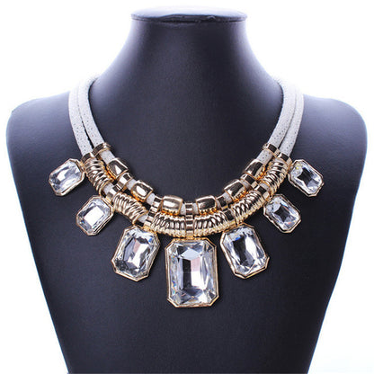 1 Piece Fashion Geometric Artificial Crystal Alloy Plating Rhinestones Women's Necklace