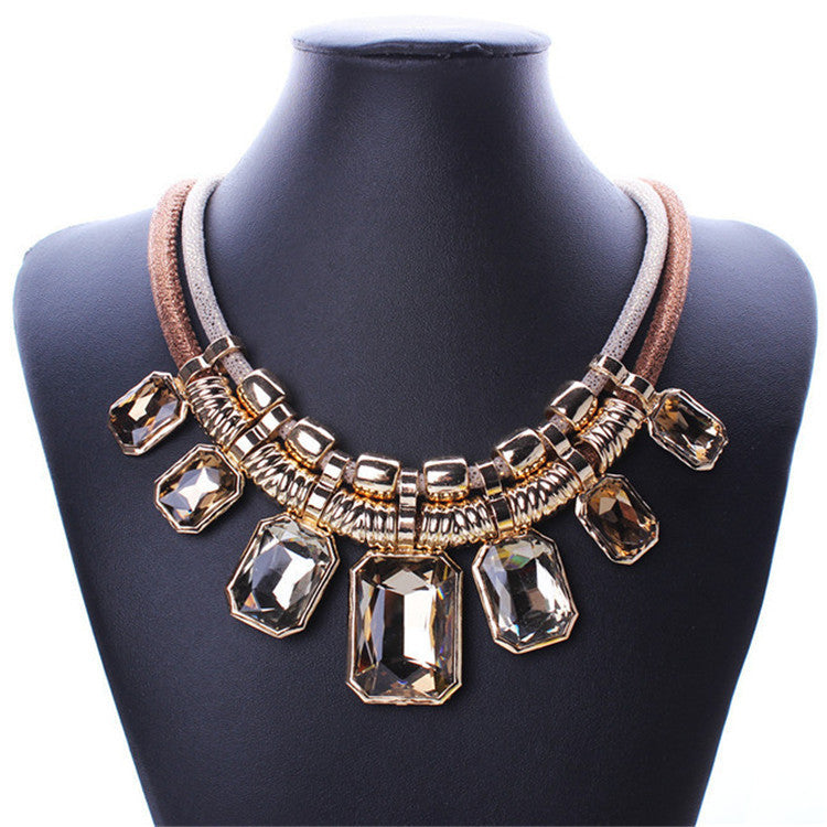 1 Piece Fashion Geometric Artificial Crystal Alloy Plating Rhinestones Women's Necklace