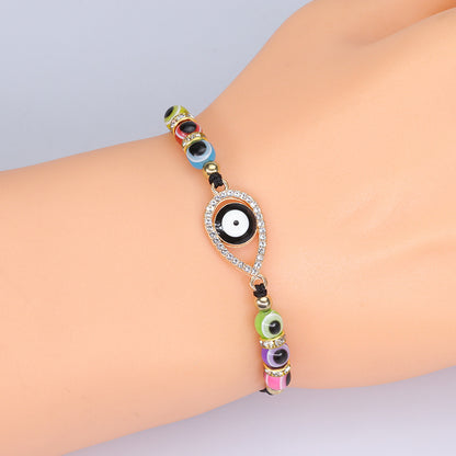 1 Piece Fashion Devil's Eye Mixed Materials Beaded Hollow Out Inlay Zircon Unisex Bracelets