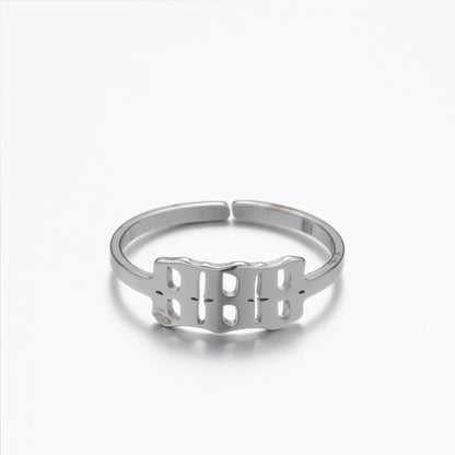 1 Piece Retro Letter Stainless Steel Plating Open Ring