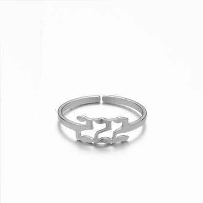 1 Piece Retro Letter Stainless Steel Plating Open Ring