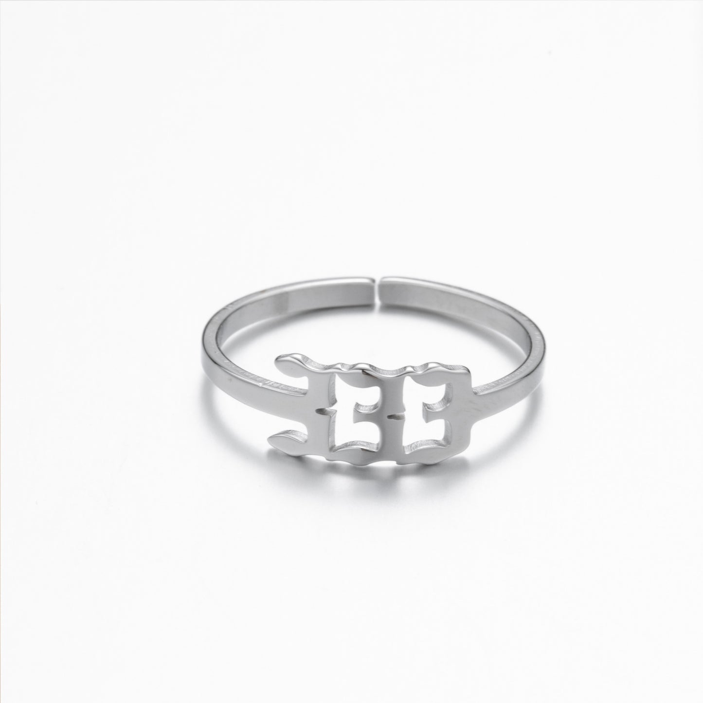 1 Piece Retro Letter Stainless Steel Plating Open Ring