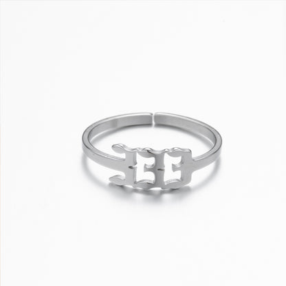 1 Piece Retro Letter Stainless Steel Plating Open Ring