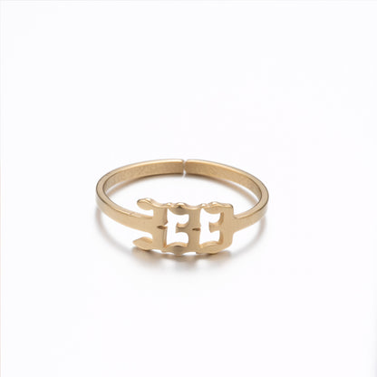 1 Piece Retro Letter Stainless Steel Plating Open Ring