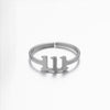 1 Piece Retro Letter Stainless Steel Plating Open Ring