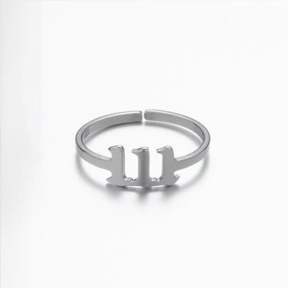 1 Piece Retro Letter Stainless Steel Plating Open Ring