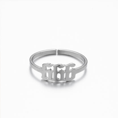 1 Piece Retro Letter Stainless Steel Plating Open Ring