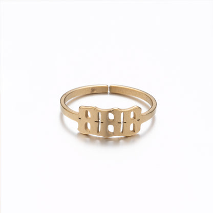 1 Piece Retro Letter Stainless Steel Plating Open Ring