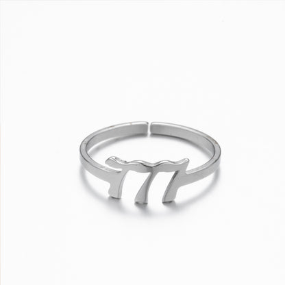 1 Piece Retro Letter Stainless Steel Plating Open Ring