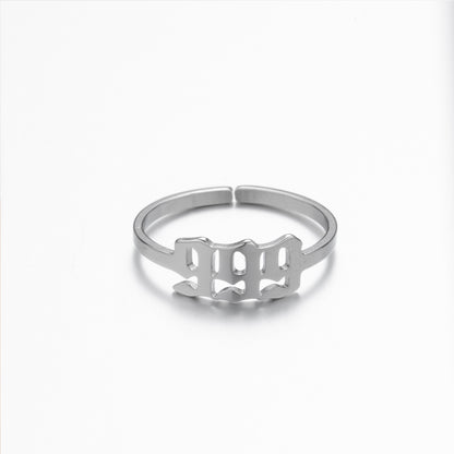 1 Piece Retro Letter Stainless Steel Plating Open Ring