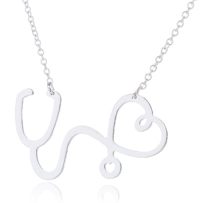 1 Piece Fashion Electrocardiogram Heart Shape Stainless Steel Plating Necklace