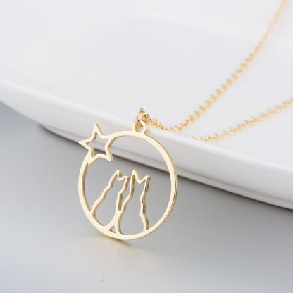 Cute Cat Stainless Steel Plating Pendant Necklace