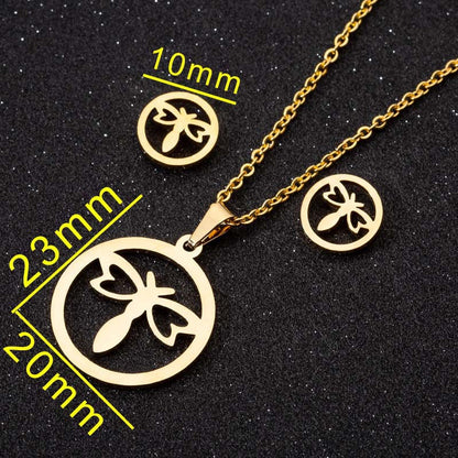 1 Set Fashion Geometric Titanium Steel Plating Earrings Necklace