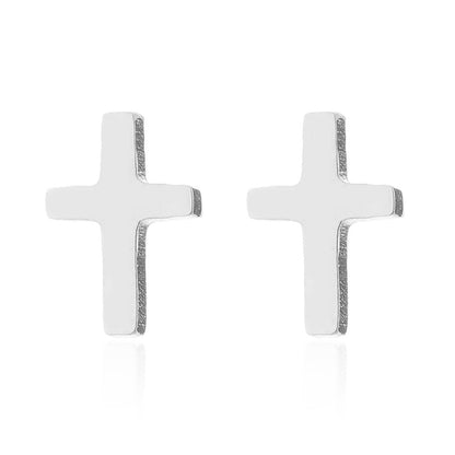 1 Pair Simple Style Cross Plating Stainless Steel Ear Studs