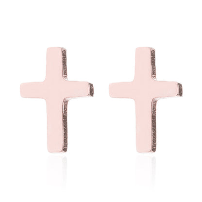 1 Pair Simple Style Cross Plating Stainless Steel Ear Studs