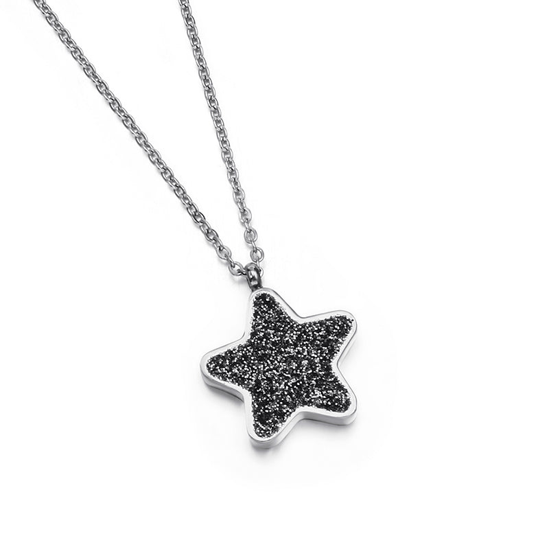 1 Piece Fashion Pentagram Titanium Steel Plating Inlay Artificial Gemstones Pendant Necklace