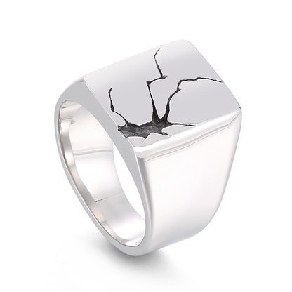 1 Piece Retro Geometric Stainless Steel Plating Rings