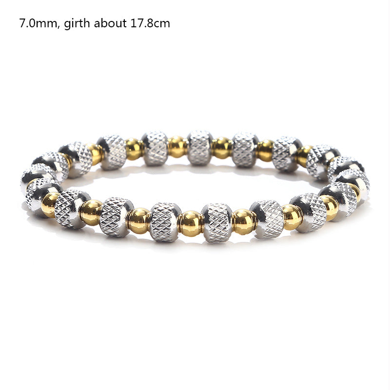 1 Piece Simple Style Circle Stainless Steel Beaded Plating Bracelets