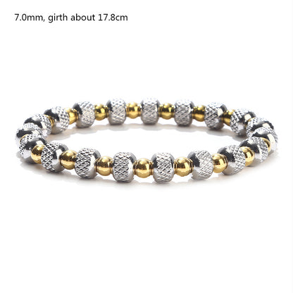 1 Piece Simple Style Circle Stainless Steel Beaded Plating Bracelets