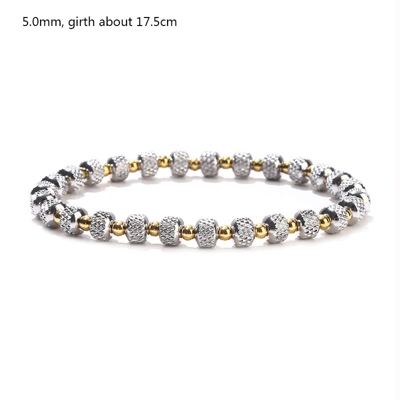 1 Piece Simple Style Circle Stainless Steel Beaded Plating Bracelets