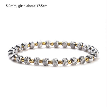 1 Piece Simple Style Circle Stainless Steel Beaded Plating Bracelets