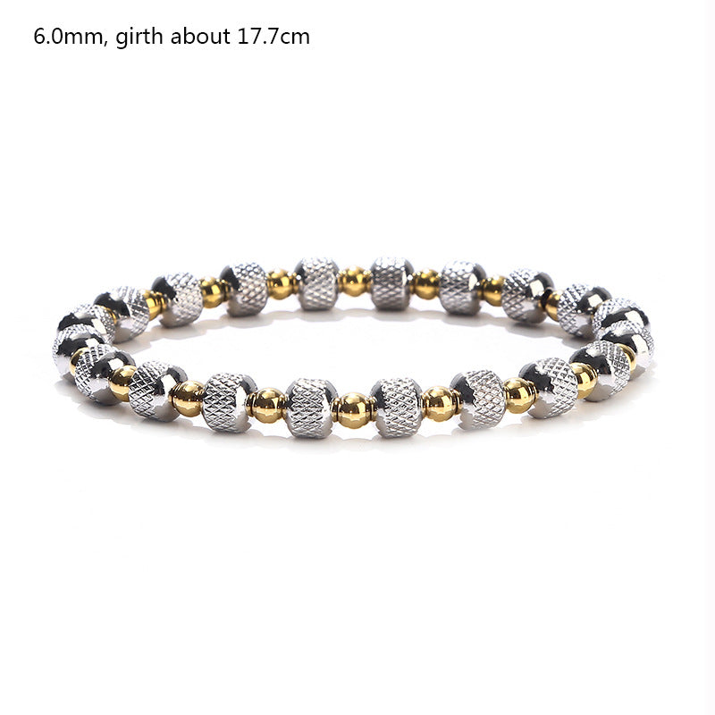 1 Piece Simple Style Circle Stainless Steel Beaded Plating Bracelets