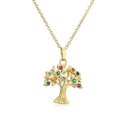 1 Piece Fashion Tree Copper Inlay Zircon Pendant Necklace