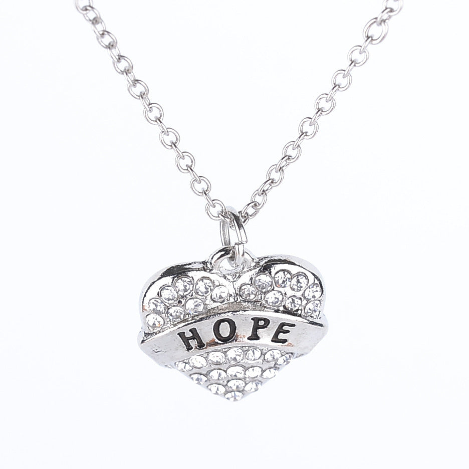 Fashion Mama Heart Shape Alloy Inlay Rhinestones Unisex Pendant Necklace