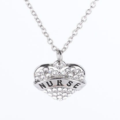 Fashion Mama Heart Shape Alloy Inlay Rhinestones Unisex Pendant Necklace