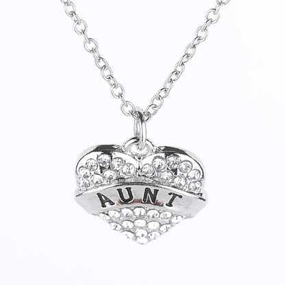 Fashion Mama Heart Shape Alloy Inlay Rhinestones Unisex Pendant Necklace