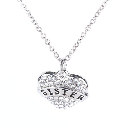 Fashion Mama Heart Shape Alloy Inlay Rhinestones Unisex Pendant Necklace