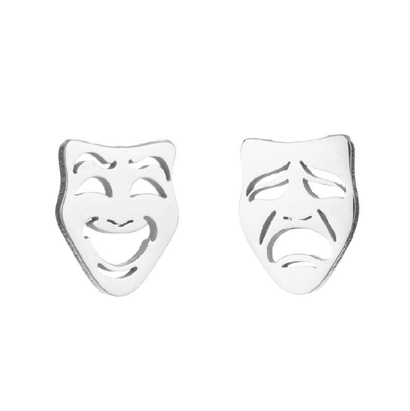 1 Pair Retro Emoji Face Titanium Steel Ear Studs